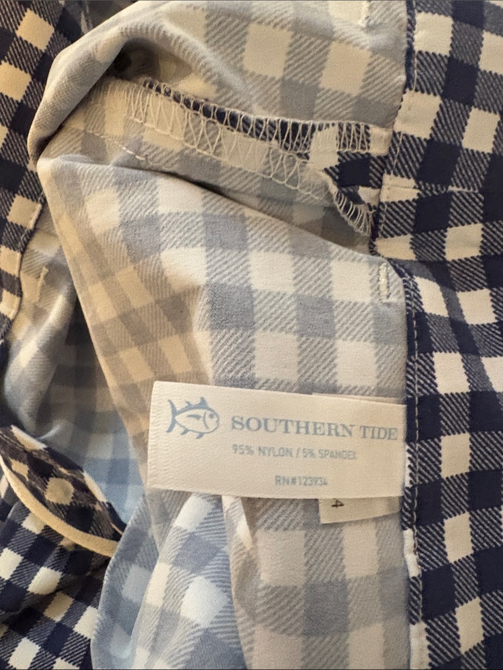 Southern Tide Navy and White Gingham Women's Shorts - Picture 3 of 6